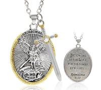 Collier avec pendentif Saint Michel pour homme, archange Michael Viking, collier médaille Saint Michel avec protection épée, cadeau catholique chrétien pour Noël, anniversaire, anniversaire de mariage