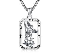 Collier avec pendentif Saint Michel / Saint Christomère / Saint Sébastien / Guadeloupe / Ange gardien / Sainte Mort / Jude/Joseph pour homme et femme en argent sterling 925, Argent sterling, Pas de