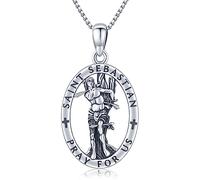 Collier avec pendentif Saint Michel/St Christoper/Saint Sébastien/Guadalupe/Ange gardien/Père Noël/Jude/Joseph en argent sterling 925 pour homme et femme, Argent sterling, Argenté