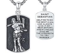 Collier avec pendentif Saint Michel/St Christoper/Saint Sébastien/Guadalupe/Ange gardien/Père Noël/Jude/Joseph en argent sterling 925 pour homme et femme, Argent sterling, Argenté