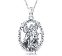 Collier avec pendentif Saint Michel/St Christoper/Saint Sébastien/Guadalupe/ange gardien/Père Noël Muerte/Jude/Joseph en argent sterling 925 pour homme et femme - Amulettes protectrices religieuses