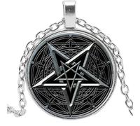 Collier avec pendentif satanisme 2020 - Nouveau signe de Leviathan - Chaîne tendance pour homme et femme - Pendentif en verre - Bijoux pour homme, nan