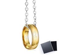 Collier avec pendentif Seigneur des Anneaux - Lotr - Cosplay « The One Ring to Rule Them All » - Elfe Elfe - Bague dorée Gandalf celtique -Lajup Longueur de la chaîne 60 cm