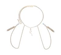 Collier avec pendentif serpent - Chaîne de poitrine en métal brillant avec pompons en forme de serpent - Accessoires de bijoux pour femme et fille - Argent doré pour femme - Chaîne de maillot de bain