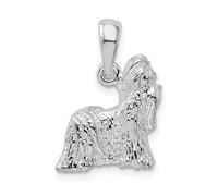 Collier avec pendentif Shih Tzu en argent sterling 925 plaqué rhodium texturé pour femme