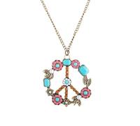 Collier avec pendentif signe de paix de style hippie bohème pour les années 60 et 70, accessoires de fête à porter des bijoux par The Seaside, 5.3cm, Acier allié, Zircon