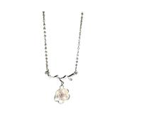Collier avec pendentif simple en forme de fleur de cerisier en zircon rose pour femme, chaîne d'amour, bijoux de mariage pour filles, taille unique