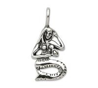 Collier avec pendentif sirène en argent sterling 925 oxydé vieilli 20 x 12 mm de large pour femme