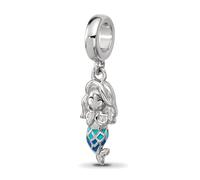 Collier avec pendentif sirène en argent sterling 925 plaqué rhodium et émail pour femme - 3,3 mm
