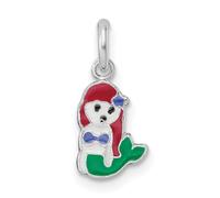 Collier avec pendentif sirène en émail multicolore plaqué rhodium 7 mm