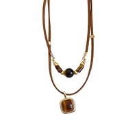 Collier avec pendentif soleil en acier inoxydable avec pierre naturelle réglable pour femme, bijoux élégants et résistants, taille unique, Comme décrit, Comme décrit.