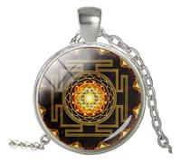 Collier avec pendentif Sri Yantra spirituel bouddhiste chakra - Géométrie sacrée - Bijoux de méditation Sri Yantra, nan