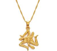 Collier Avec Pendentif Symbole De La Sicile - Chaîne Fine De Charme De Totem De Pays D'Italie Bijoux Délicats Patriotiques, Style Ethnique Hip-Hop Femmes Hommes Filles Cadeaux Unisexe,Jaune,Tai