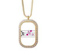 Collier avec pendentif symbole musical Opposition No Staff Cristal Diamant Doré