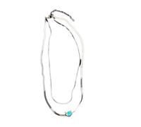Collier avec pendentif tête œil de chat unique - Chaîne de clavicule - Chaîne serpent muiltlayer - Pour les amoureux - Bijoux double couche