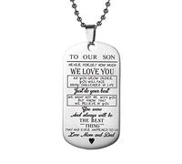 Collier avec pendentif « To My Son » avec plaque d'identité « To My Daughter » de la part de papa et maman, cadeau d'anniversaire pour enfant, livre de mode To Our Son