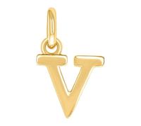 Collier avec pendentif unisexe en argent sterling 925 jaune avec monogramme personnalisé - Petit alphabet V - 13,5 x 8,3 mm de large - Pendentif pour femme