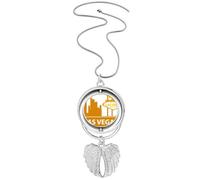 Collier avec pendentif « Welcome To Las Vegas Nevada America » avec ailes d'ange