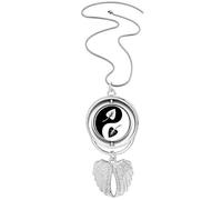 Collier avec pendentif Yin-yang noir et blanc avec ailes d'ange