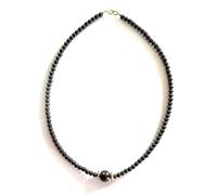 Collier avec perles en Hématite et pierre naturelle de 10 mm au choix, apprêts plaqué or GOLD FILLED 14K,fabrication française. (MALACHITE, 45 CM)