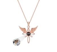 Collier avec photo à l'intérieur Projection photo personnalisée Aile d'ange Pendentif en argent sterling Bijoux personnalisés Anniversaire Mémorial Cadeaux personnalisés pour femmes Épouse Fille Maman