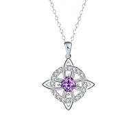 Collier avec pierre de naissance avec nœud de sorcière mystique, pendentif de Protection en cristal naturel, bijoux cadeau for femme, maman, petite amie(Jun)