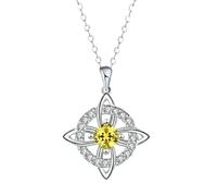 Collier avec pierre de naissance avec nœud de sorcière mystique, pendentif de Protection en cristal naturel, bijoux cadeau for femme, maman, petite amie(Nov)