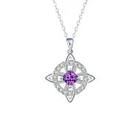 Collier avec pierre de naissance avec nœud de sorcière mystique, pendentif de Protection en cristal naturel, bijoux cadeau for femme, maman, petite amie(Feb)