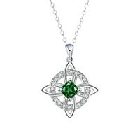Collier avec pierre de naissance avec nœud de sorcière mystique, pendentif de Protection en cristal naturel, bijoux cadeau for femme, maman, petite amie(May)
