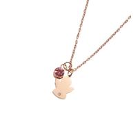 Collier avec pierres de naissance d'ange en acier inoxydable - Cadeau de baptême et de communion - Bijou spirituel élégant avec pierres précieuses gravées - Bijoux pour filles, taille unique, Comme