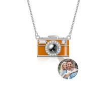 Collier avec projection photo - Pendentif personnalisé - Cadeau personnalisé pour photographe, couple, souvenir commémoratif pour un ami, One size, Acier inoxydable, Pas de gemme