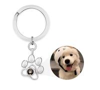 Collier avec projection photo personnalisée, porte-clés avec pendentif patte de chien et chat 2 en 1, bijou commémoratif pour animaux de compagnie