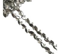 Collier avec strass en cristal, 30 cm, avec dentelle et ruban, garniture en diamant, applique, bijou scintillant for robe de mariée pour Fête Vêtements(Silver Gray)