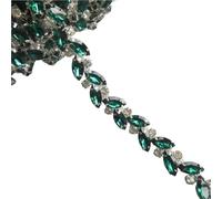 Collier avec strass en cristal, 30 cm, avec dentelle et ruban, garniture en diamant, applique, bijou scintillant for robe de mariée pour Fête Vêtements(Green)