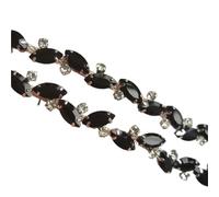 Collier avec strass en cristal, 30 cm, avec dentelle et ruban, garniture en diamant, applique, bijou scintillant for robe de mariée pour Fête Vêtements(Black)