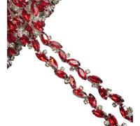 Collier avec strass en cristal, 30 cm, avec dentelle et ruban, garniture en diamant, applique, bijou scintillant for robe de mariée pour Fête Vêtements(Red)