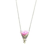 Collier avec vase - Bijoux de cou de 4,5 x 3 cm | Chaîne avec pendentif bouquet de fleurs pour filles, femmes, mères, fiancées, épouses, vacances, anniversaire, mariage, Noël, jour du Rhin