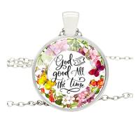 Collier avec verset de la Bible « God Is Good All The Time » en verre pour femme, nan