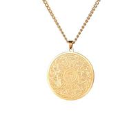 Collier Ayatul Kursi Islamique Pendentif Allah Quran Protection Asma - Ul - Husna Collier Calligraphie Arabe Script Islam Eid Ramadan Cadeau Religieux Musulman Bijoux Femmes Hommes (Or)