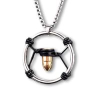 Collier balle de V du héros protagoniste du monde Cyber - Bullet - Pendentif diamètre 3,7 cm Chaîne 60 cm - Cosplay, XL, Métal, Pas de gemme