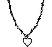 Collier barbelé gothique avec chaîne métallique pour femme, collier noir gothique punk cool bijoux cadeau pour femme