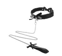 Collier BDSM avec Grelot et Noeud Collier Ras du Cou Réglable avec Chaîne Traction Métallique Kit de Bondage Sex avec Laisse Accessoire BDSM Jeux Sexuelle Adulte Jouet Érotique pour Couple Jeu de Rôle