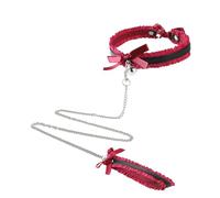 Collier BDSM avec Grelot et Noeud Collier Ras du Cou Réglable avec Chaîne Traction Métallique Kit de Bondage Sex avec Laisse Accessoire BDSM Jeux Sexuelle Adulte Jouet Érotique pour Couple Jeu de Rôle
