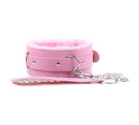Collier BDSM rembourré et laisse (rose)