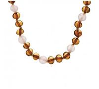 Collier bébé artisanal 'Inspiration' Ambre quartz rose (clip) - 32 cm 6 mm [R5560]