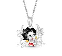 Collier Betty Boop Wings S925 argent sterling Bijou Saint-Valentin Cadeau mère