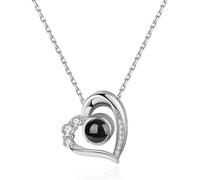 Collier BFF en forme de cœur « Dich ich Liebe » en 100 langues - Collier d'amour pour petite amie, cadeaux pour femme, fête des mères, Saint-Valentin, Noël, anniversaires, anniversaires de mariage