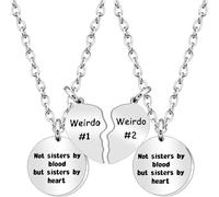 Collier Bff pour 2 s Weirdo 1 Weirdo 2 femmes avec pendentif en forme de cœur assorti pour meilleure amie, sœur, cadeau d'amitié (pas sœur) professionnel