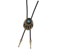 Collier bolotie vintage réglable en cuir avec incrustation turquoise griffe d'ours pour festival de musique ou style western, taille unique, Comme décrit, Comme décrit.