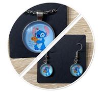 collier boucle d'oreille stitch doudou pendentif bijoux fantaisie lot cadeau lilo tendance mode deguisement dessin animé cabochon
